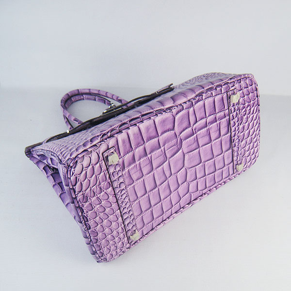 High Quality Fake Hermes Birkin 35CM Max Crocodile Veins Leather Bag Purple 6089